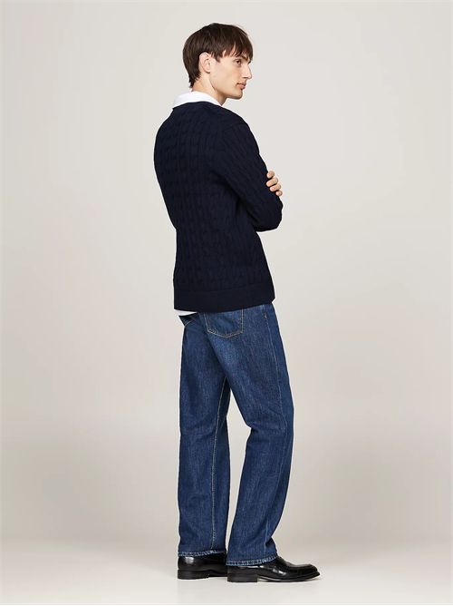 Pullover in maglia intrecciata con bandierina TOMMY HILFIGER | MW0MW33132DW5